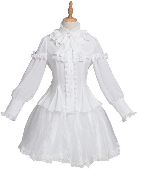 Magic Tea Party Rose Knight Series Classic Lolita White Or Black Long Sleeve Shirt