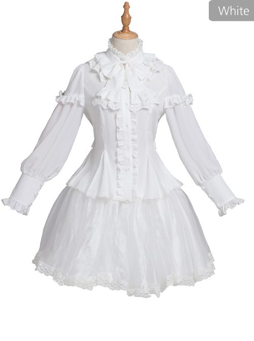 Magic Tea Party Rose Knight Series Classic Lolita White Or Black Long Sleeve Shirt