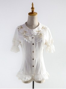 Alice's Dreamland Series White Doll Collar Short Sleeve Classic Lolita Shirt