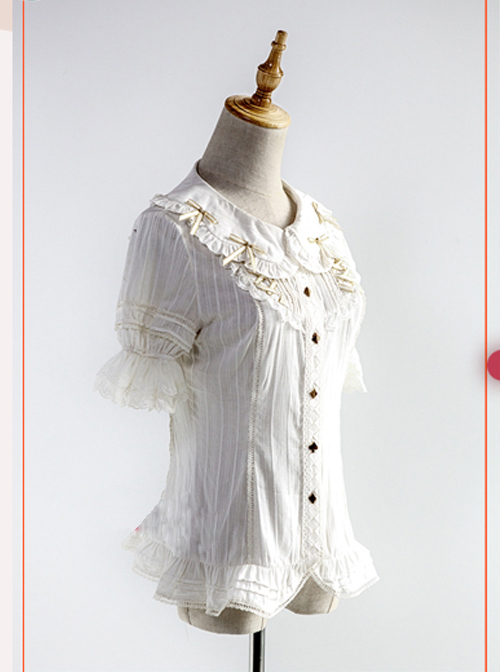 Alice's Dreamland Series White Doll Collar Short Sleeve Classic Lolita Shirt