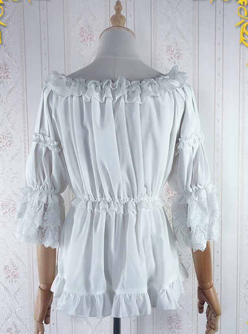 Strawberry Witch Mechanical Balloon Series White Chiffon Classic Lolita Half Sleeve Shirt