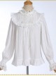 White Cotton Little High Collar Classic Lolita Long Sleeve Shirt