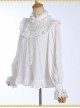 White Cotton Little High Collar Classic Lolita Long Sleeve Shirt