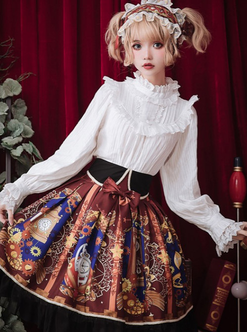 White Cotton Little High Collar Classic Lolita Long Sleeve Shirt