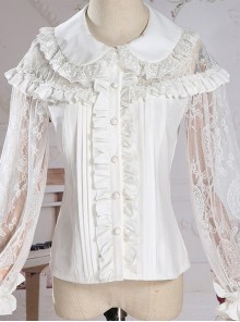 Retro Doll-collar Lace Hollowed Out Classic Lolita Long Sleeve Shirt