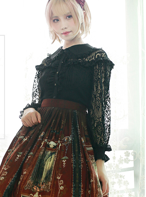 Retro Doll-collar Lace Hollowed Out Classic Lolita Long Sleeve Shirt