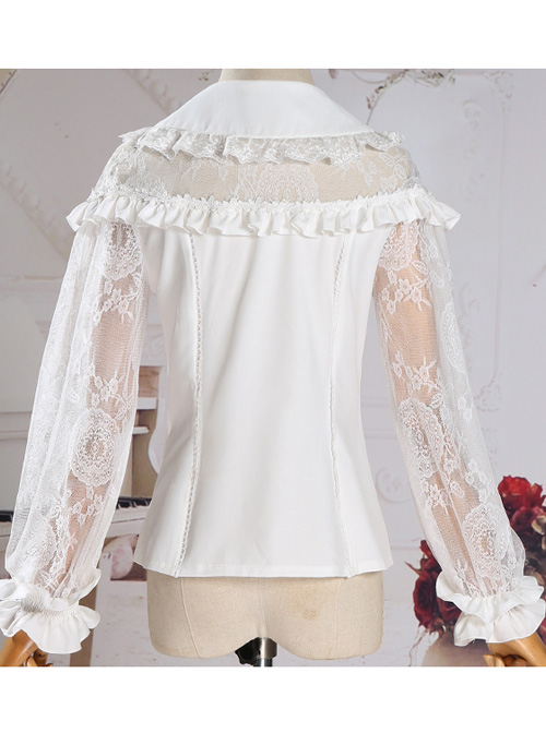 Retro Doll-collar Lace Hollowed Out Classic Lolita Long Sleeve Shirt