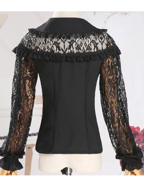 Retro Doll-collar Lace Hollowed Out Classic Lolita Long Sleeve Shirt