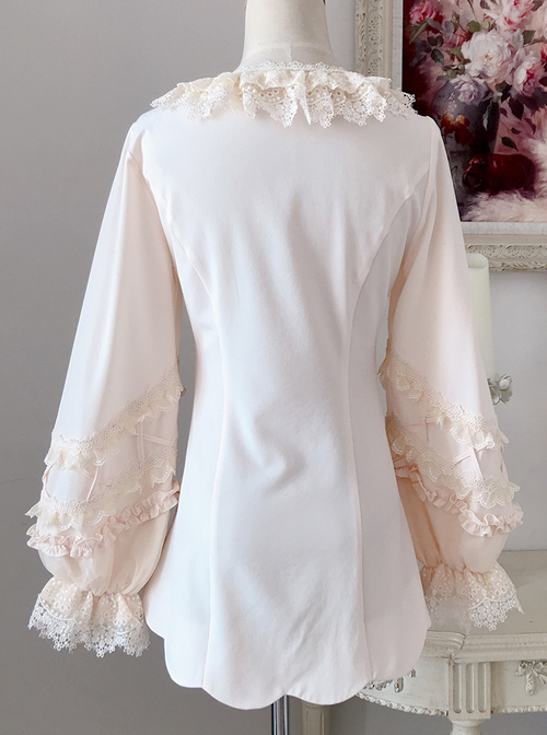 Colored Glaze Fence Series Petal Hem Classic Lolita Lace Long Sleeve Shirt