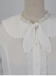 White Chiffon Cute Rabbit Ears Doll Collar Classic Lolita Long Sleeve Shirt