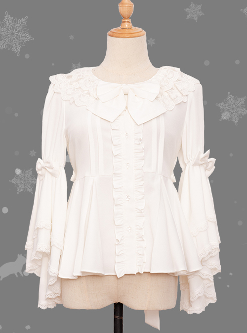 Magic Tea Party Little Fox Buys Gloves Series White Classic Lolita Long Sleeve Shirt