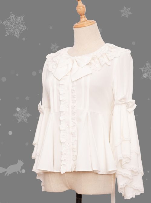 Magic Tea Party Little Fox Buys Gloves Series White Classic Lolita Long Sleeve Shirt