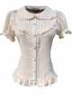 Elegant Doll Collar Ruffle Classic Lolita White Or Apricot Short Sleeve Shirt