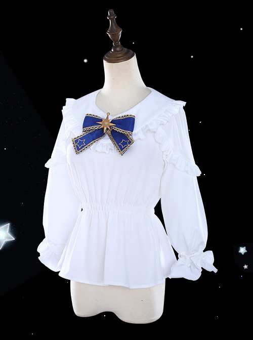*Star Dream Magic Array* Series White Ruffle Collar Classic Lolita Long Sleeve Shirt