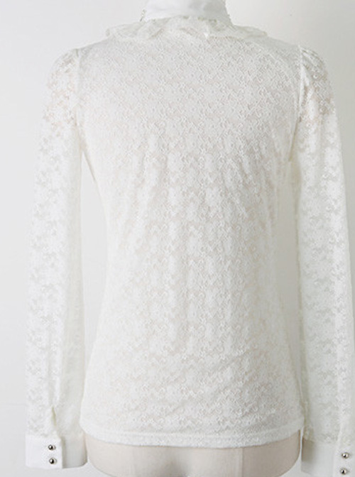 Pearl Small High Collar Lace Lolita Long Sleeve Shirt