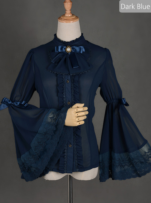 Chiffon Lace Big Cuff Bowknot Classic Lolita Long Sleeve Shirt