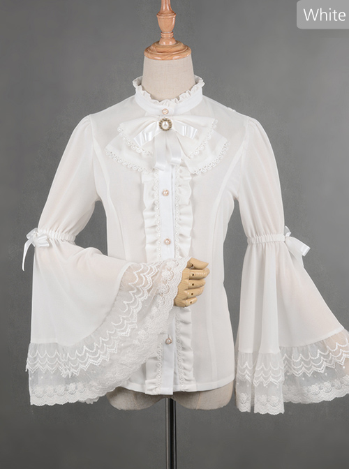 Chiffon Lace Big Cuff Bowknot Classic Lolita Long Sleeve Shirt