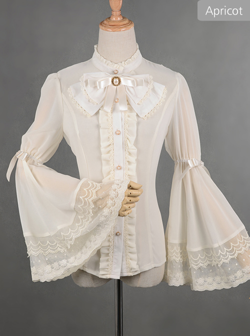 Chiffon Lace Big Cuff Bowknot Classic Lolita Long Sleeve Shirt