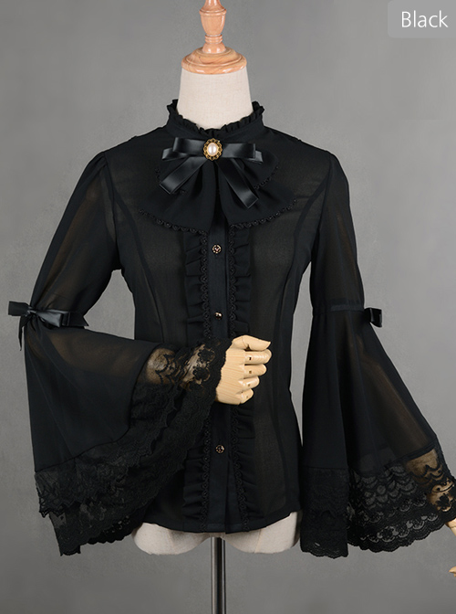 Chiffon Lace Big Cuff Bowknot Classic Lolita Long Sleeve Shirt