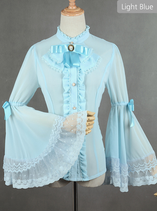 Chiffon Lace Big Cuff Bowknot Classic Lolita Long Sleeve Shirt