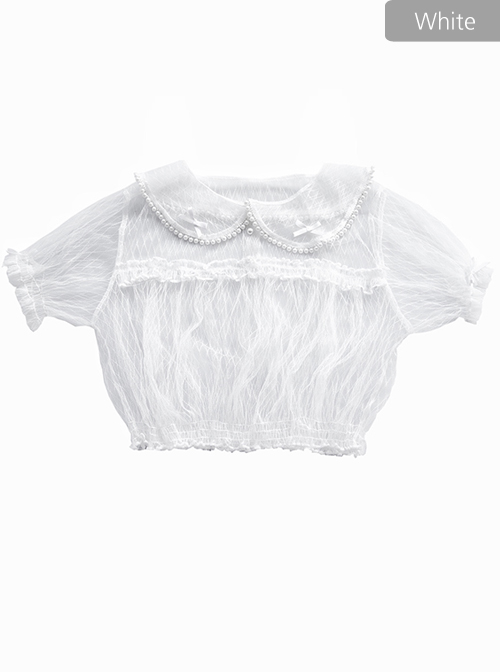 Lapel Inside Lace Shirt Lolita Grids Blouse