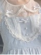 Lapel Inside Lace Shirt Lolita Grids Blouse