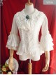 White Or Blue Chiffon Lace Doll Collar Bowknot Classic Lolita Trumpet Sleeve Shirt