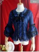 White Or Blue Chiffon Lace Doll Collar Bowknot Classic Lolita Trumpet Sleeve Shirt