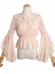 Pure Color Chiffon Lace Classic Lolita Trumpet Sleeve Shirt