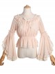 Pure Color Chiffon Lace Classic Lolita Trumpet Sleeve Shirt