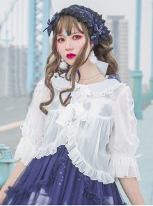 White Chiffon Doll Collar Classic Lolita Seven-quarter Sleeve Anti-sunburn Shirt