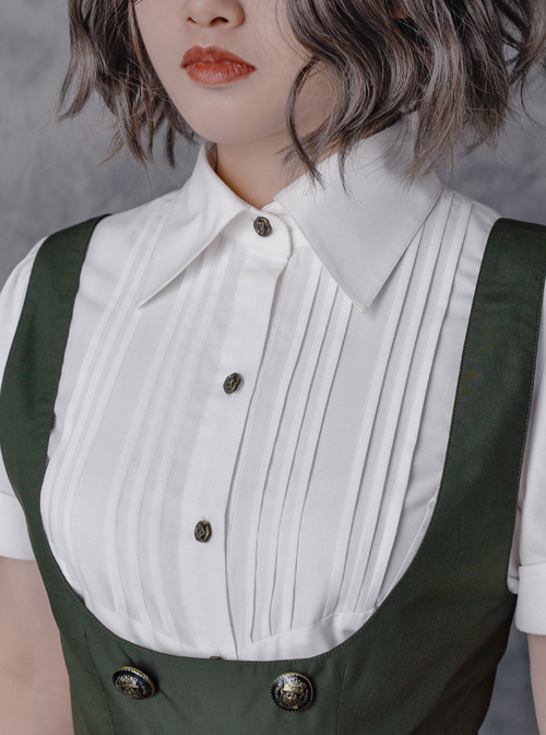 Researcher Series White Lapel Classic Lolita Short Sleeve Blouses With A Bow Tie