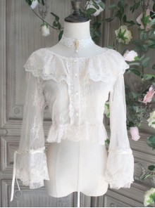 The Poetry Of Roses Series Classic Lolita Lace Elegant Sunscreen Shirt Short Blouse