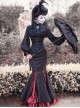 Lorelei Series Stand-up Collar Chiffon Gothic Lolita Ruched Long Sleeve Shirt