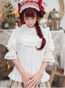 Full-blown Flowers Series Chiffon Lace Loose Sweet Lolita Half Sleeve Shirt