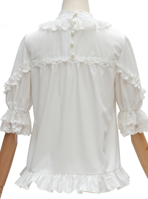 Full-blown Flowers Series Chiffon Lace Loose Sweet Lolita Half Sleeve Shirt