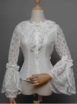 Magic Tea Party Breeze Alice Series Chiffon Bowknot Lace Ruffle Classic Lolita Long Sleeve Shirt