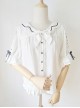 Ribbon Bowknot Ruffle Chiffon Short Sleeve Shirt Sweet Lolita Blouse