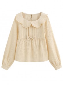 Petal Collar Jacquard Long Sleeve Sweet Lolita Shirt