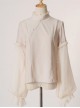 Chinese Style Beige Stand Collar Classic Lolita Long Sleeve Shirt