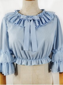 Ruffle Multicolor Chiffon Trumpet Sleeve Sweet Lolita Shirt