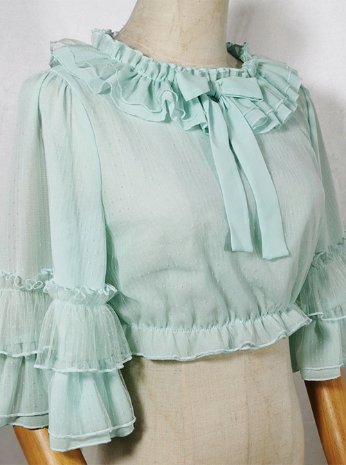 Ruffle Multicolor Chiffon Trumpet Sleeve Sweet Lolita Shirt