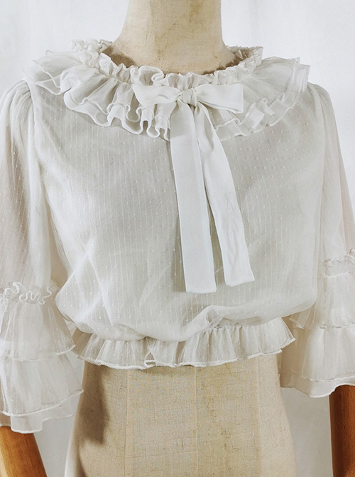 Ruffle Multicolor Chiffon Trumpet Sleeve Sweet Lolita Shirt