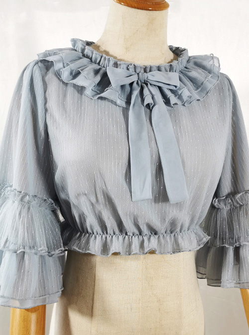 Ruffle Multicolor Chiffon Trumpet Sleeve Sweet Lolita Shirt