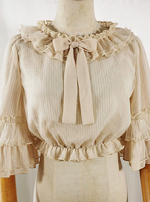 Ruffle Multicolor Chiffon Trumpet Sleeve Sweet Lolita Shirt