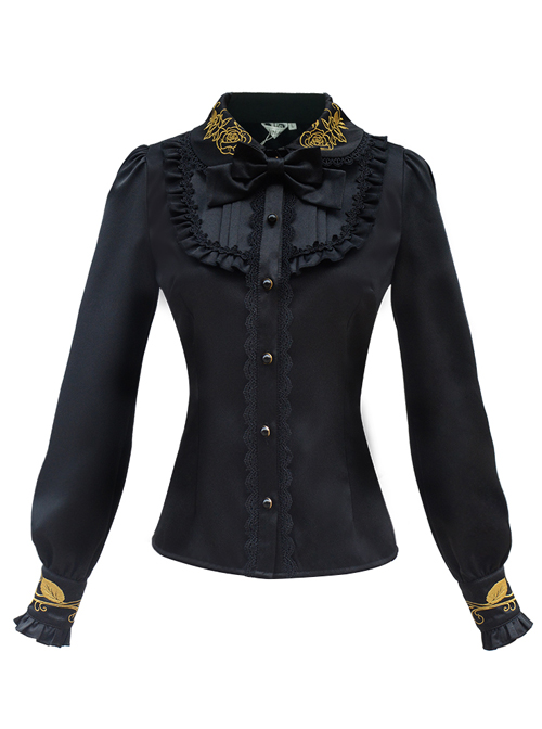 Autumn Dew Series Lapel Embroidery Classic Lolita Autumn Winter Long Sleeve Shirt