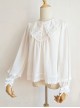 White Chiffon Pointed Collar Classic Lolita Puff Sleeve Long Sleeve Shirt