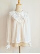 White Chiffon Pointed Collar Classic Lolita Puff Sleeve Long Sleeve Shirt