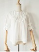 Pointed Collar White Chiffon Sweet Lolita Puff Sleeve Short Sleeve Shirt