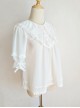 Pointed Collar White Chiffon Sweet Lolita Puff Sleeve Short Sleeve Shirt